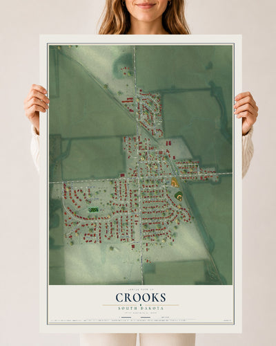 Map of Crooks, South Dakota, 24 x 36 inch unframed archival matte print