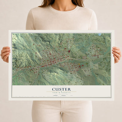 Map of Custer, South Dakota, 12 x 18 inch unframed archival matte print