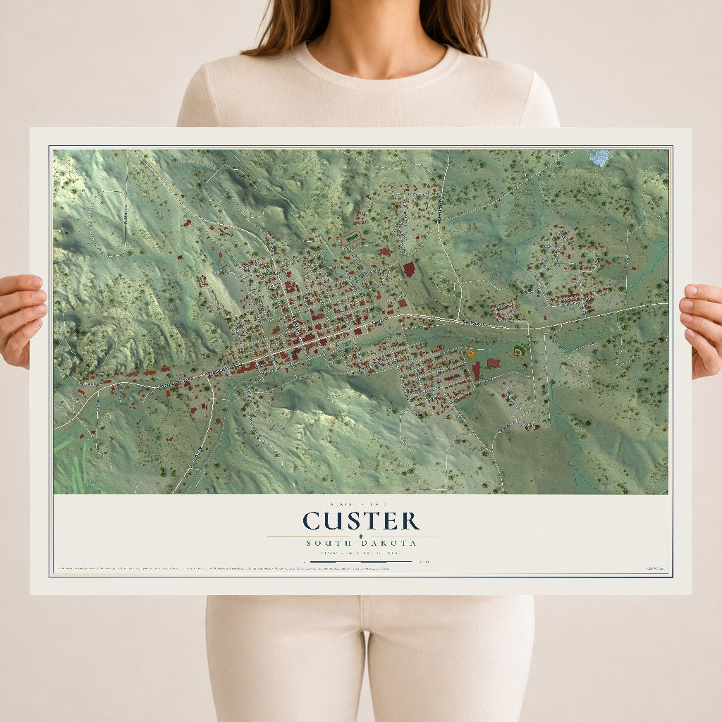 Map of Custer, South Dakota, 18 x 24 inch unframed archival matte print