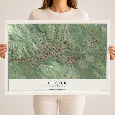 Map of Custer, South Dakota, 18 x 24 inch unframed archival matte print