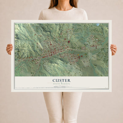 Map of Custer, South Dakota, 24 x 36 inch unframed archival matte print