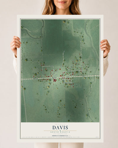 Map of Davis, South Dakota, 24 x 36 inch unframed archival matte print