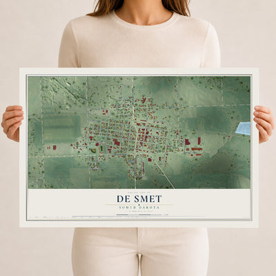 Map of De Smet, South Dakota, 12 x 18 inch unframed archival matte print