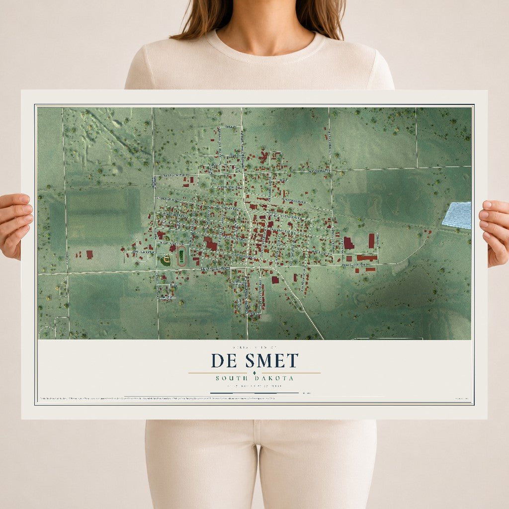 Map of De Smet, South Dakota, 18 x 24 inch unframed archival matte print