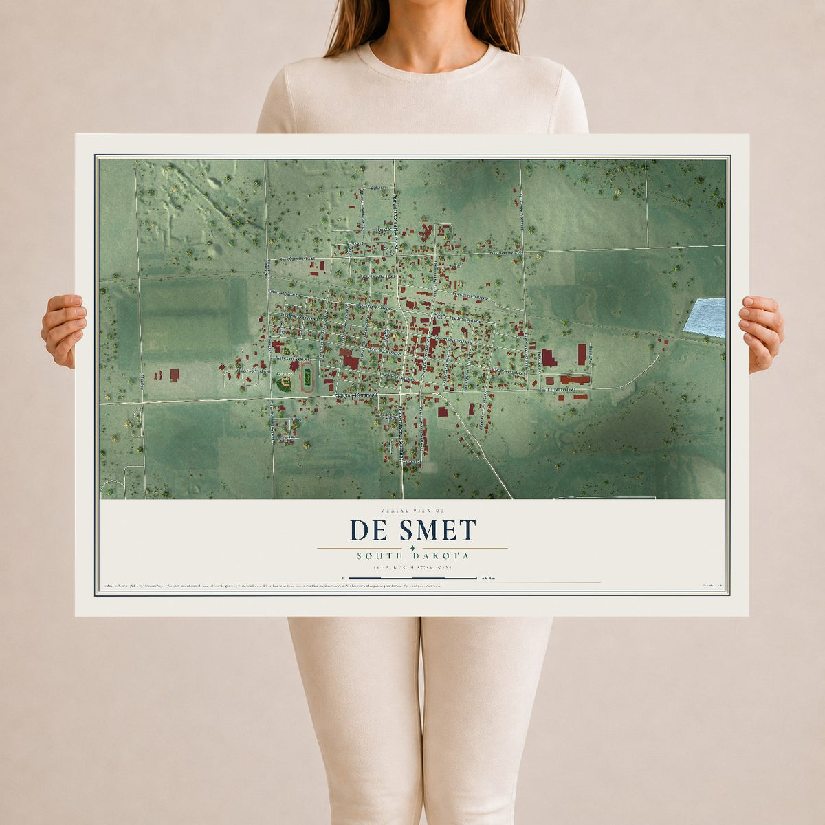 Map of De Smet, South Dakota, 24 x 36 inch unframed archival matte print