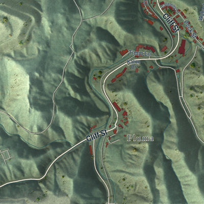 Second close-up of the map of Deadwood, South Dakota print showing more streets and buildings