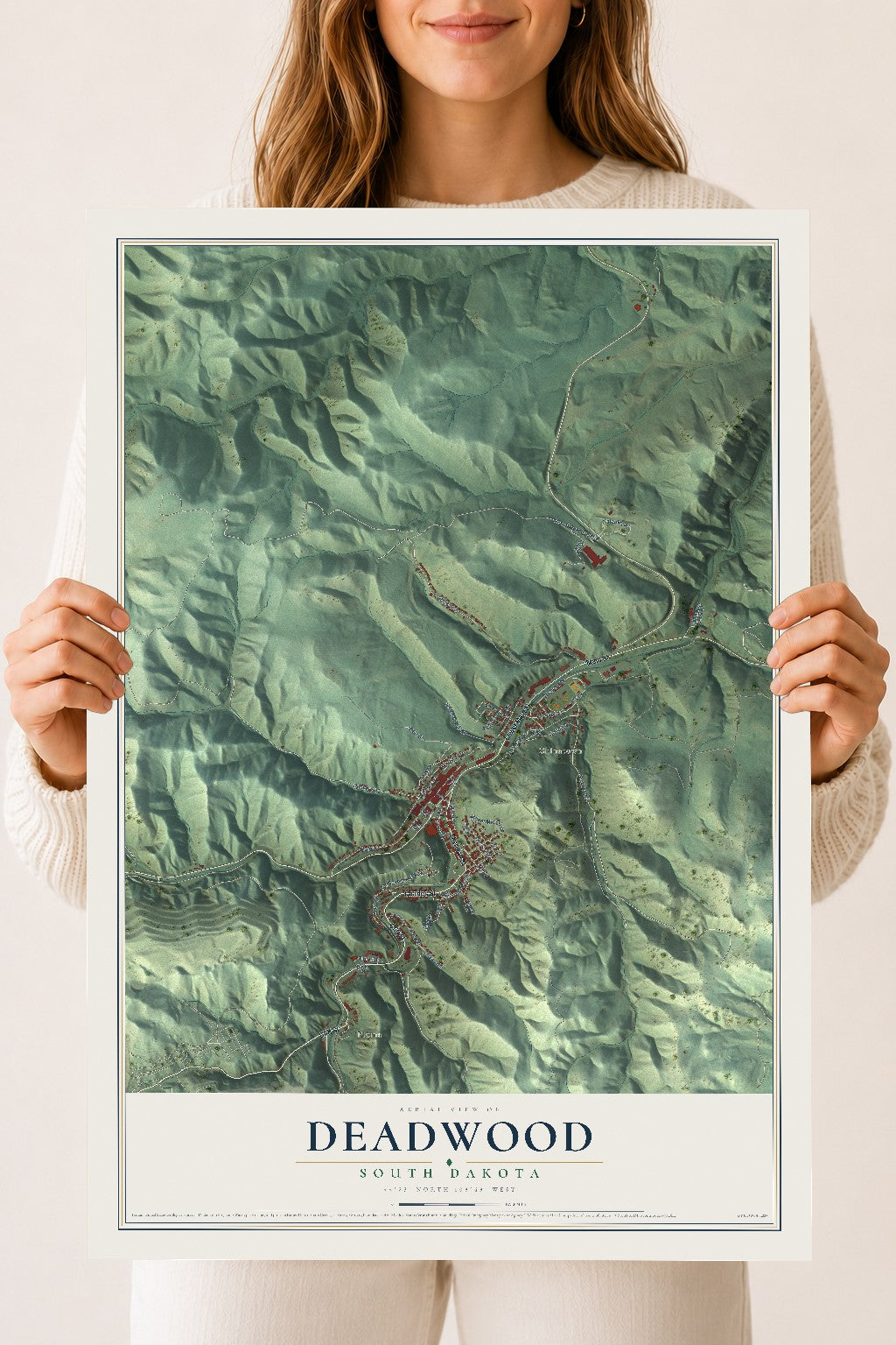 Map of Deadwood, South Dakota, 18 x 24 inch unframed archival matte print