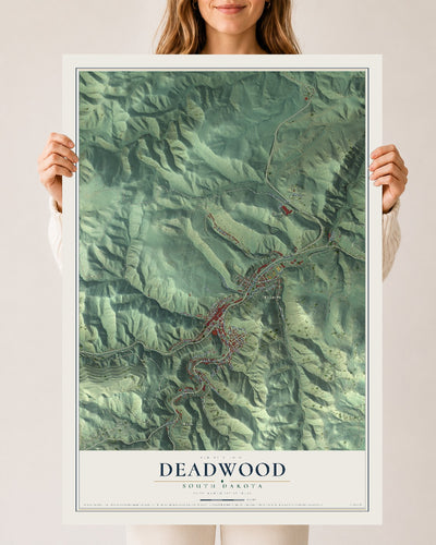 Map of Deadwood, South Dakota, 24 x 36 inch unframed archival matte print