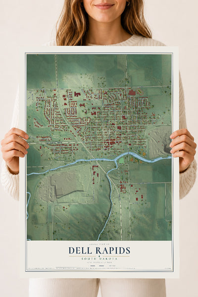 Map of Dell Rapids, South Dakota, 18 x 24 inch unframed archival matte print