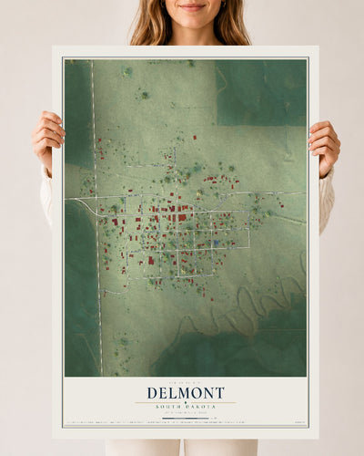 Map of Delmont, South Dakota, 24 x 36 inch unframed archival matte print