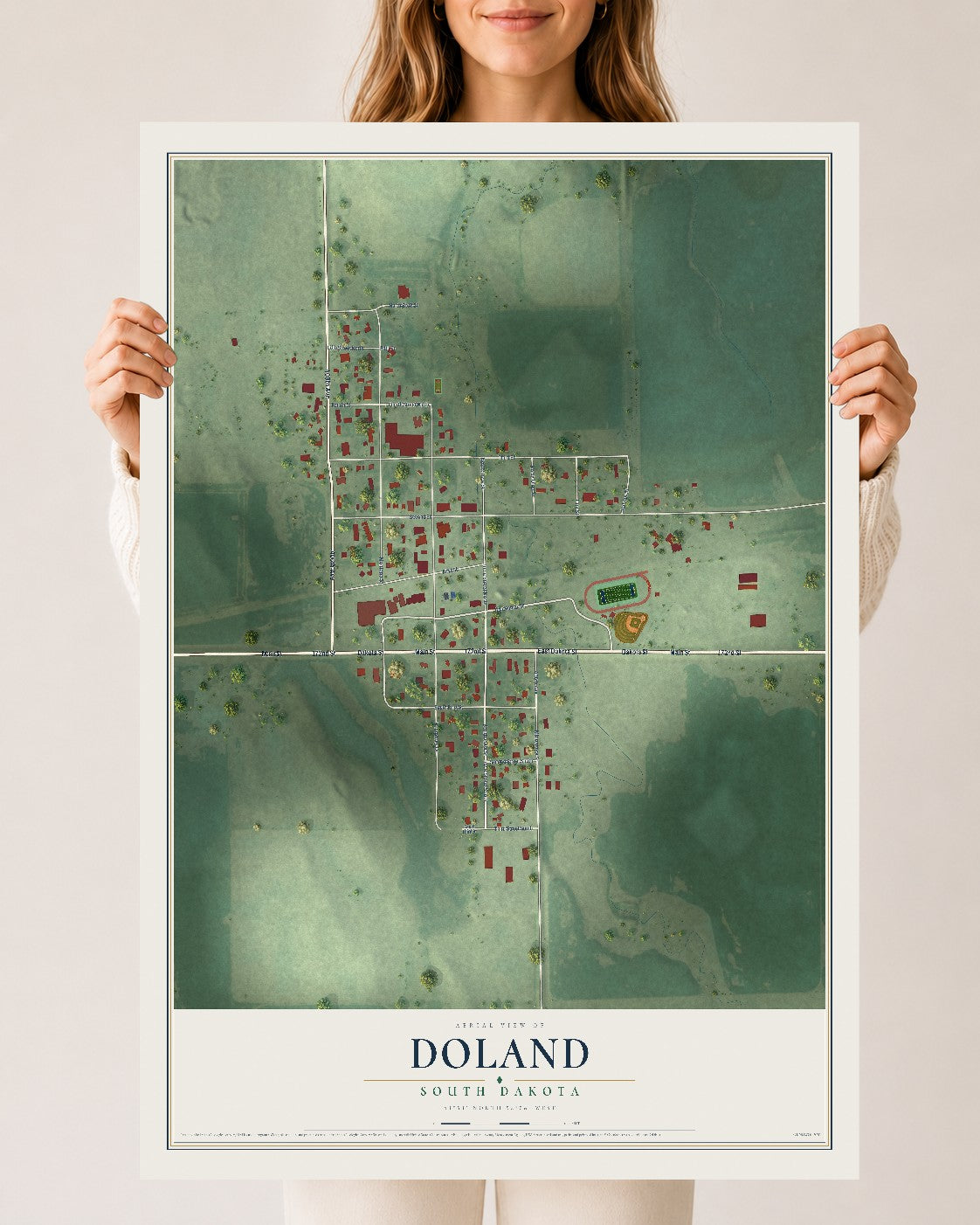 Map of Doland, South Dakota, 24 x 36 inch unframed archival matte print