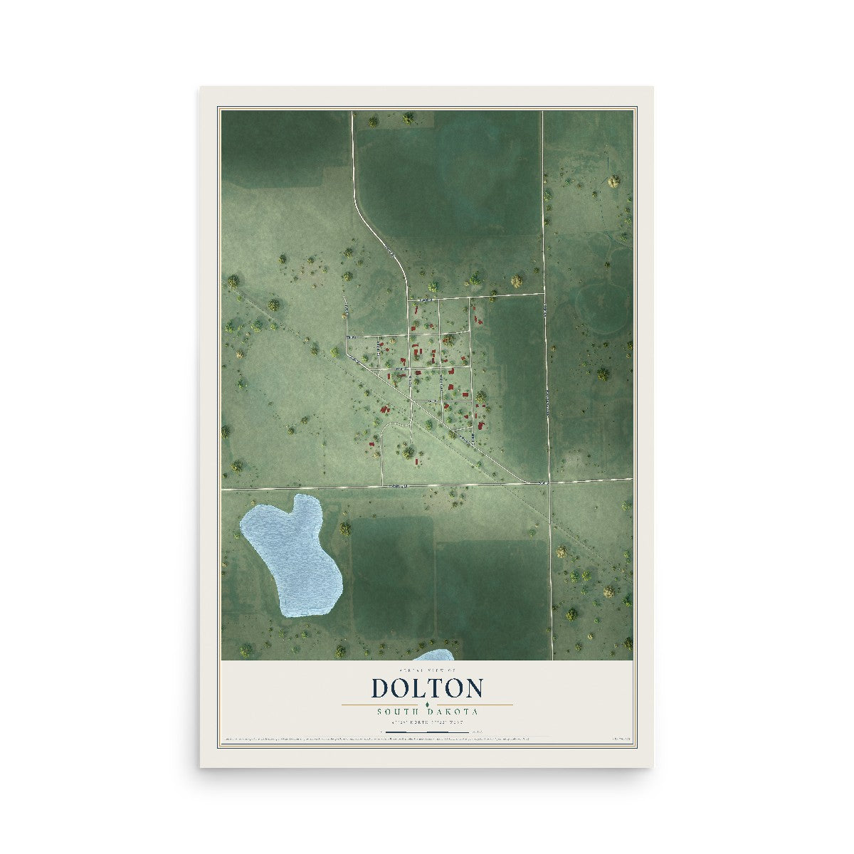 Map of Dolton, South Dakota, 12 x 18 inch unframed archival matte print
