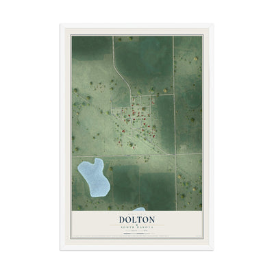 Map of Dolton, South Dakota, 12 x 18 inch print in a white wood frame