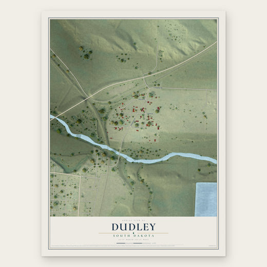 Dudley, South Dakota map print, the full design