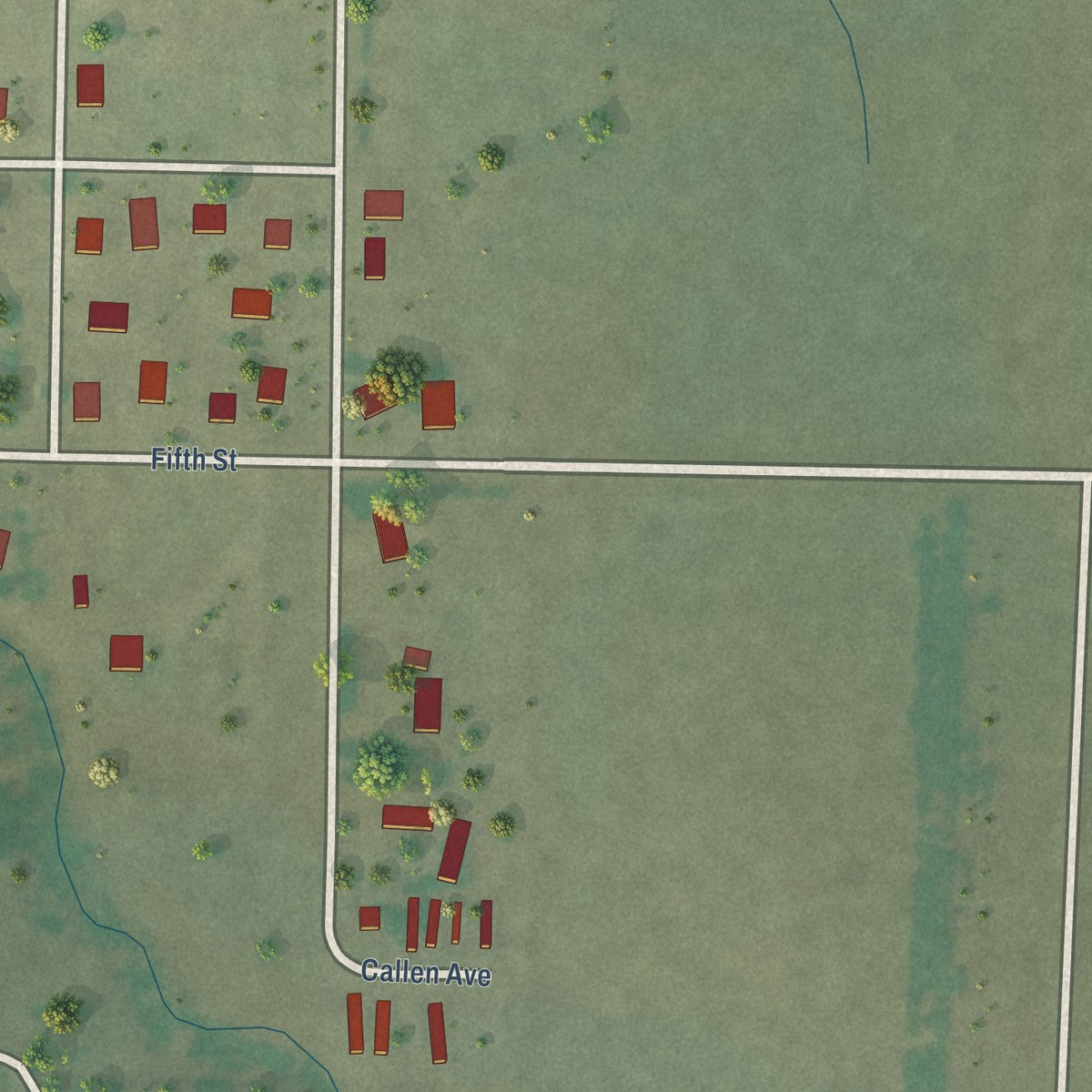 Second close-up of the map of Dupree, South Dakota print showing more streets and buildings