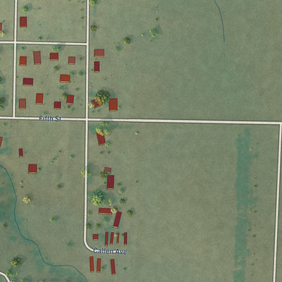 Second close-up of the map of Dupree, South Dakota print showing more streets and buildings