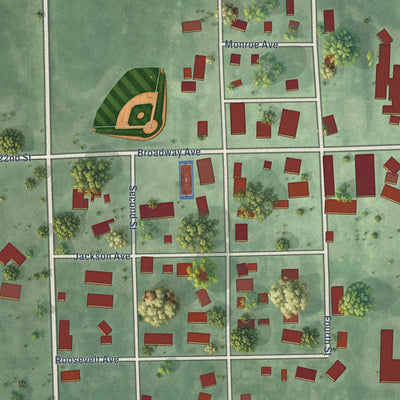 Close-up of the map of Eden, South Dakota print showing street and building detail