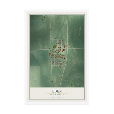 Map of Eden, South Dakota, 12 x 18 inch print in a white wood frame