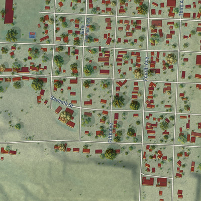 Close-up of the map of Edgemont, South Dakota print showing street and building detail
