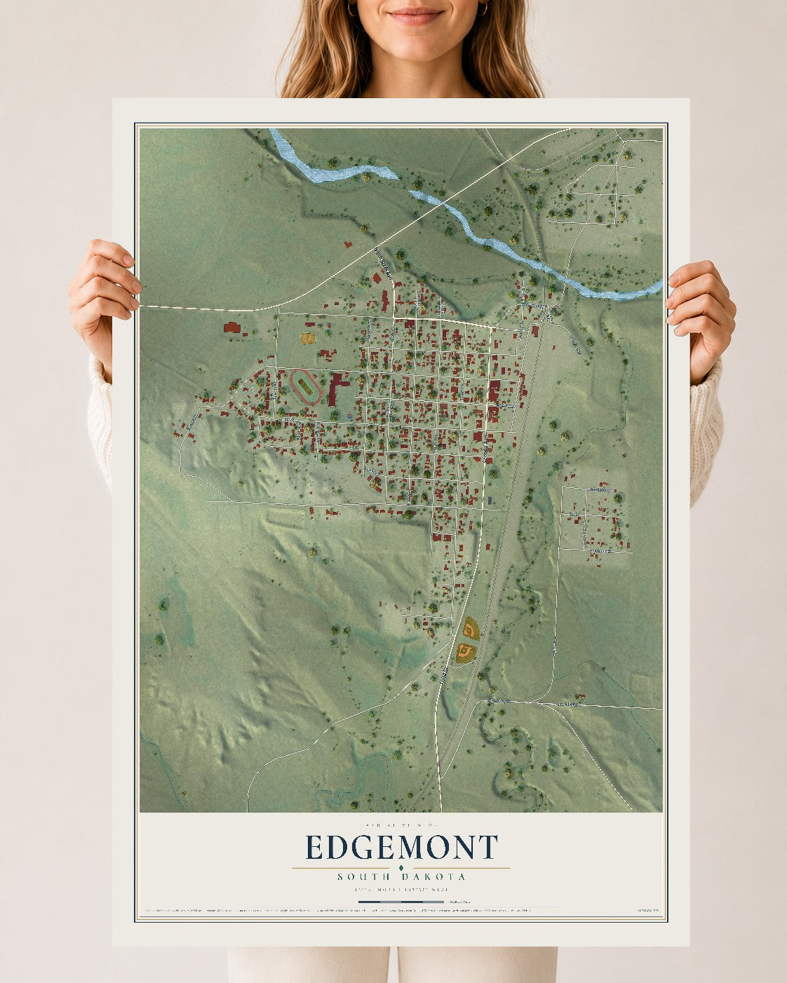 Map of Edgemont, South Dakota, 24 x 36 inch unframed archival matte print
