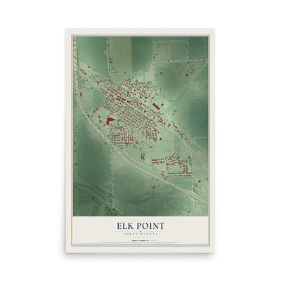 Map of Elk Point, South Dakota, 12 x 18 inch unframed archival matte print