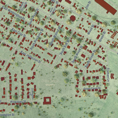 Close-up of the map of Elk Point, South Dakota print showing street and building detail