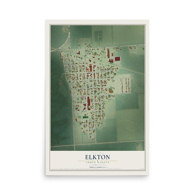 Map of Elkton, South Dakota, 12 x 18 inch unframed archival matte print