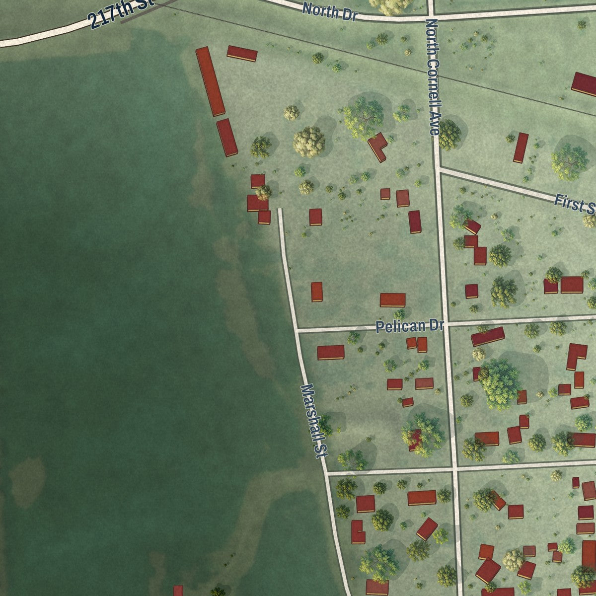 Second close-up of the map of Elkton, South Dakota print showing more streets and buildings