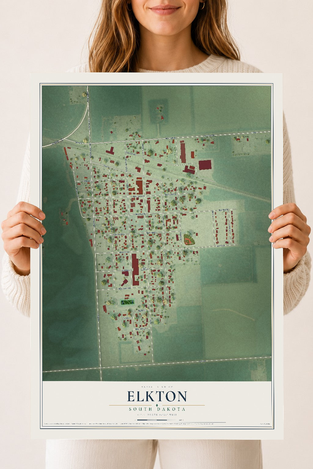 Map of Elkton, South Dakota, 18 x 24 inch unframed archival matte print
