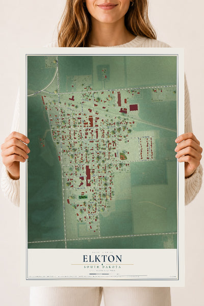 Map of Elkton, South Dakota, 18 x 24 inch unframed archival matte print