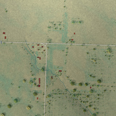 Close-up of the map of Elm Springs, South Dakota print showing street and building detail