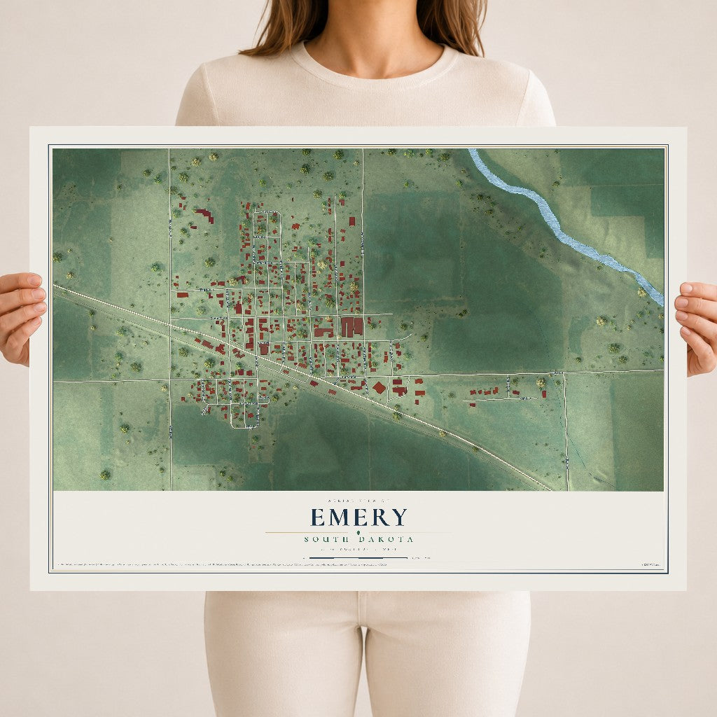 Map of Emery, South Dakota, 18 x 24 inch unframed archival matte print