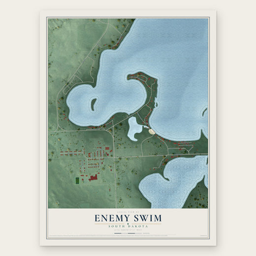 Enemy Swim, South Dakota map print, the full design
