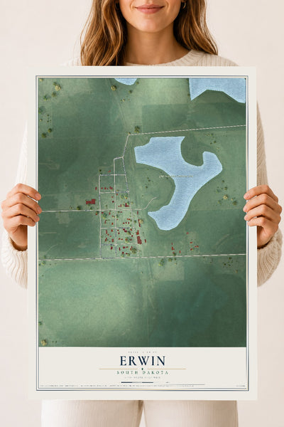 Map of Erwin, South Dakota, 18 x 24 inch unframed archival matte print