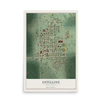 Map of Estelline, South Dakota, 12 x 18 inch unframed archival matte print