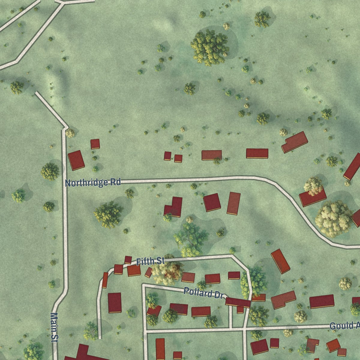 Second close-up of the map of Estelline, South Dakota print showing more streets and buildings