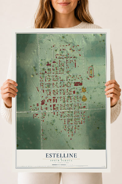 Map of Estelline, South Dakota, 18 x 24 inch unframed archival matte print