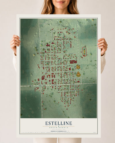 Map of Estelline, South Dakota, 24 x 36 inch unframed archival matte print