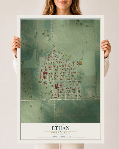 Map of Ethan, South Dakota, 24 x 36 inch unframed archival matte print