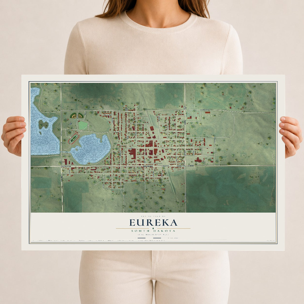 Map of Eureka, South Dakota, 12 x 18 inch unframed archival matte print
