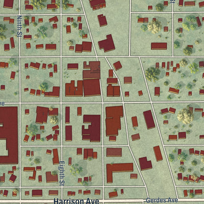 Close-up of the map of Eureka, South Dakota print showing street and building detail