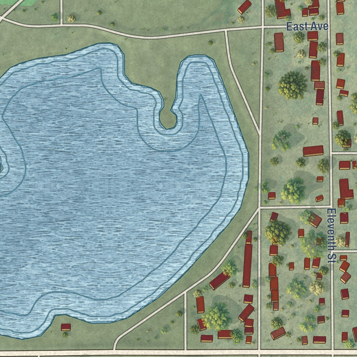 Second close-up of the map of Eureka, South Dakota print showing more streets and buildings
