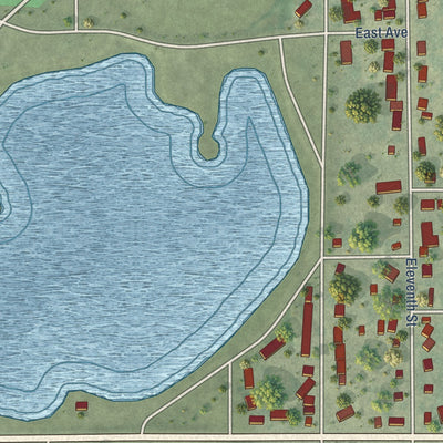 Second close-up of the map of Eureka, South Dakota print showing more streets and buildings