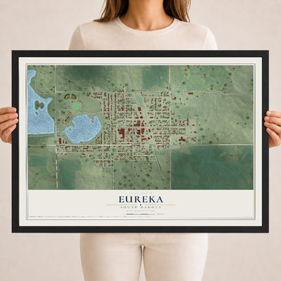 Map of Eureka, South Dakota, 18 x 24 inch print in a black wood frame