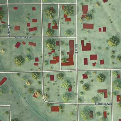 Close-up of the map of Fairfax, South Dakota print showing street and building detail