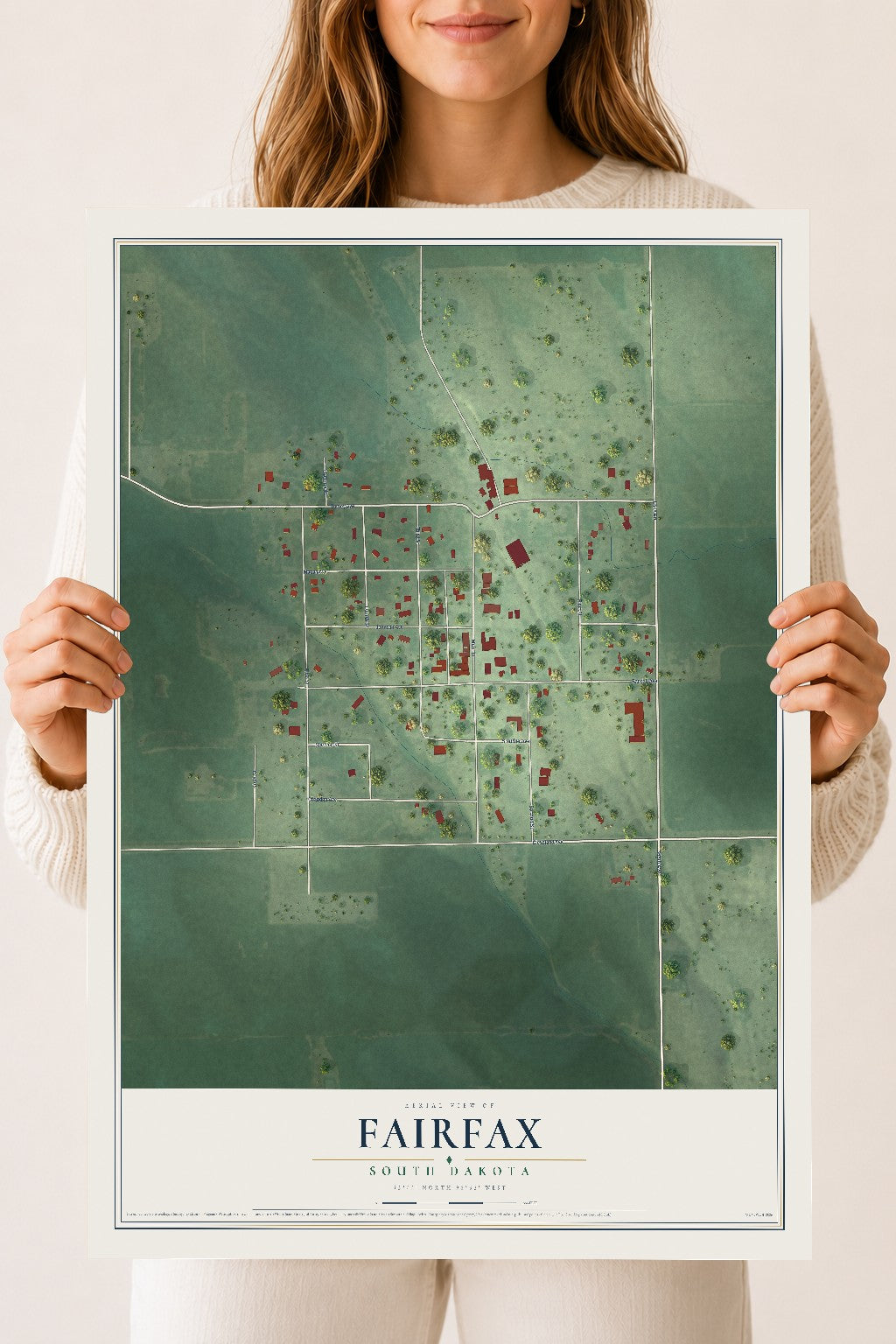 Map of Fairfax, South Dakota, 18 x 24 inch unframed archival matte print