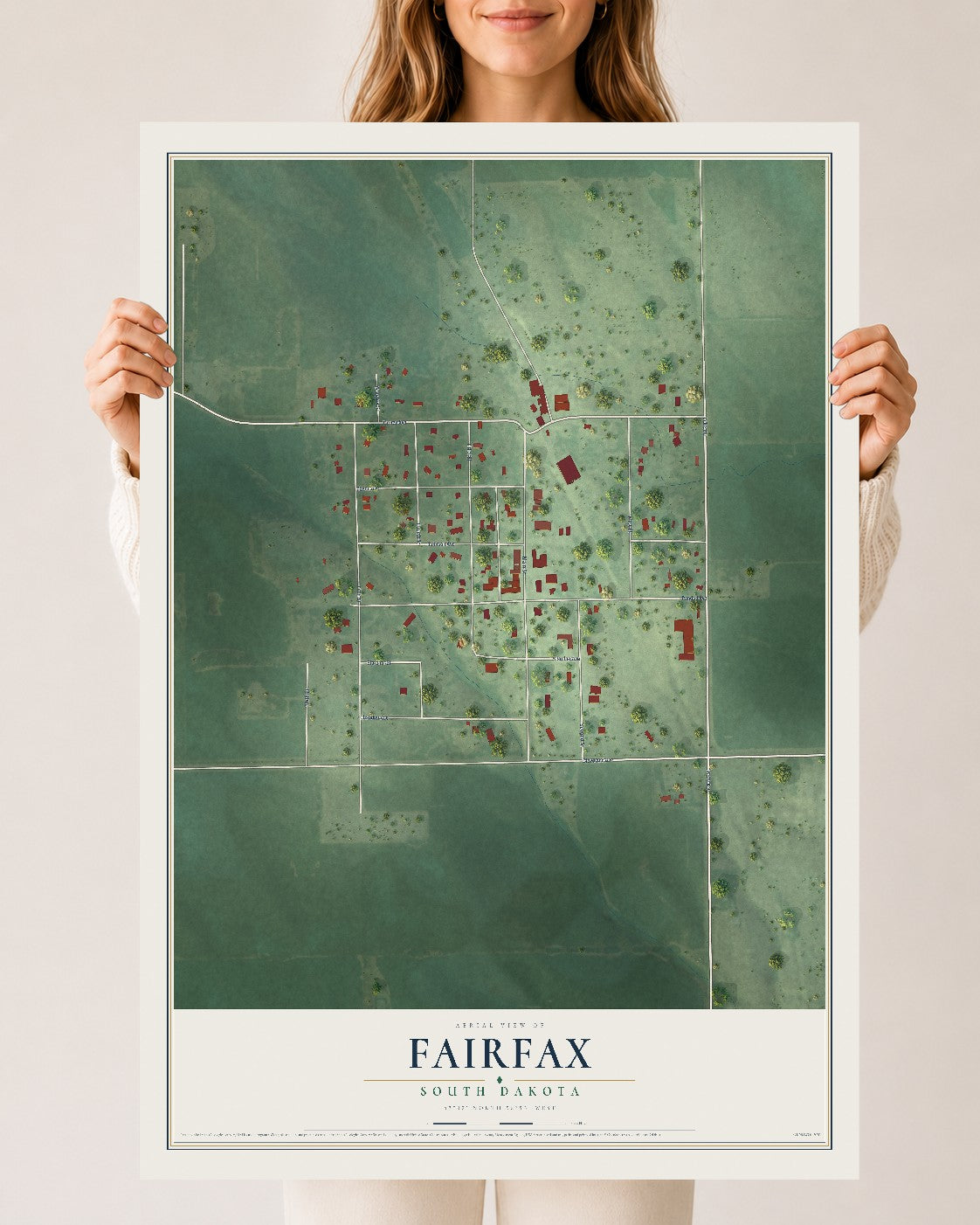 Map of Fairfax, South Dakota, 24 x 36 inch unframed archival matte print