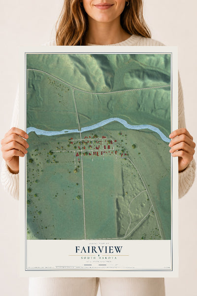 Map of Fairview, South Dakota, 18 x 24 inch unframed archival matte print