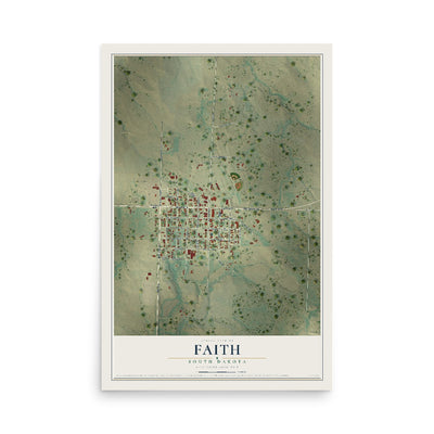 Map of Faith, South Dakota, 12 x 18 inch unframed archival matte print