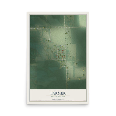 Map of Farmer, South Dakota, 12 x 18 inch unframed archival matte print